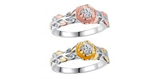 40 x Silver Plated Flower Crystal Ring in Gold & Rose Gold, Two Colours, 4 Sizes (K, M, P, R)  l UK SELLER l GCJR077
