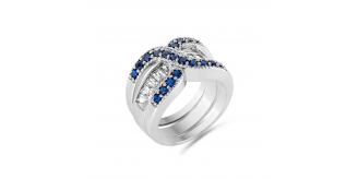 40pc Double Ring Set Blue Cubic Zirconia Infinity Ring Set 3 Sizes plus 40 free organza bag l UK SELLER l GCJ038