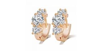 One Off Joblot of 19 Cubic Zirconia Triple Crystal Hoop Earrings In Gold