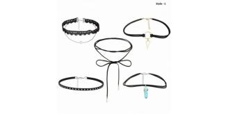 One Off Joblot of 8 Ladies Five Piece Black Choker Necklace Sets