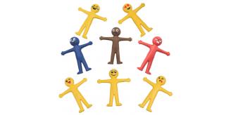 Joblot of 1000 emoji stretchy men - assorted colours ideal party bag favours