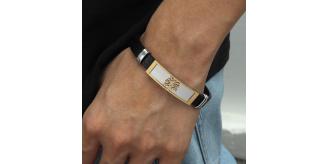 10pc Black Leather Stainless Steel Tree of Life Bracelet| GCJ214