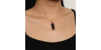 10pc Black Crystal Stone Hexagon Pillar Single Pendant Unisex| GCJ218