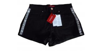 10 Guess 1981 Side Seam Logo Taping Ladies Shorts Black Bnwt New