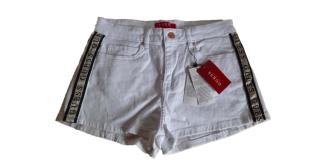 23 Guess 1981 Side Seam Logo Taping Ladies Shorts White Bnwt New
