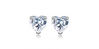 20pc Silver Heart-shaped Crystal Stud Earrings I GCJ234