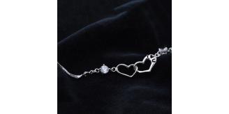 10pc Stunning Silver Linked Heart Crystal Bracelet GCJ244 -Silver