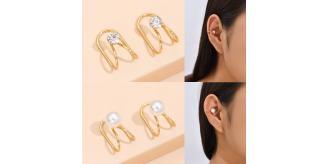 20pc Stainless Steel Ear Cuff Earrings in Two Styles I GCJ502- Pearl/Crystal