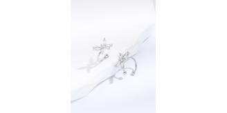 10pc Butterfly Non Pierced Ear Cuff Earrings in Silver Tone with Zirconia I GCJ506