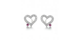 10pc_Crystal Love Heart Studs Earrings with Small Red Crystal_UK Seller_GCJ534