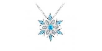 10pc_Light Blue Crystal Snowflake Silver Tone Pendant Necklace_UK Seller_GCJ545