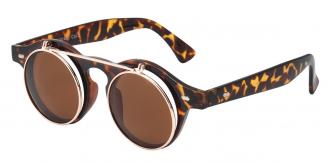 Wholesale Joblot of 50 Mens Round Double Lens Flip Sunglasses Tortoiseshell