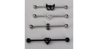Wholesale Joblot Of 20 Superhero  39 & 40mm Long Industrial Barbell Bars Ear Piercings Black & Silver