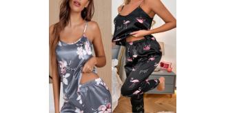 10pc_High Quality Ladies Two Piece Luxury Satin Pyjamas Two Paterns 4 Sizes_UK Seller_GCLSW010