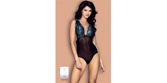 5pc_Women Blue and Black Floral Lace Stretch Elastane deep V Bodysuit_UK Seller_GCL119