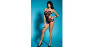 5pc_Sexy black and hot pink lace women teddy one-piece body doll lingerie_UK Seller_GCL123