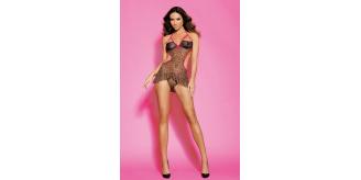 6pc_Female Retro Lace Leopard V-neck Peek-A-Boo Lingerie 2 Piece Set_GCL125