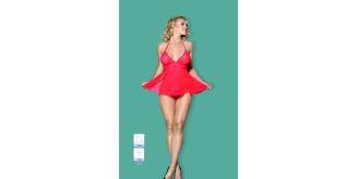 6pc_Sexy Red Lace & Mesh Baby Doll Lingerie 2Pcs set_GCL126