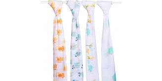 Extra Large Super Soft Muslins - Animal Designs - Gift Boxed 4-Pack