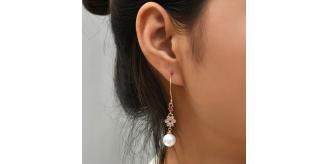 10pairs_Gold Tone Red Crystal Pearl Drop Dangle Earrings_UK Seller_GCC030