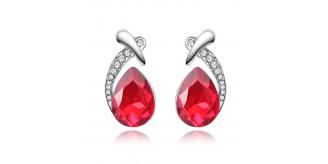 20pairs_Fiery Red Water-drop Cut Crystal Stud Earrings_UK Seller_GCC049
