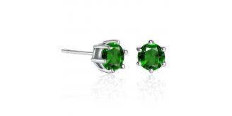 10pc_Silver Tone Stud Earrings with Premium Green Crystals_UK Seller_GSV004-Green