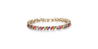 10pc_Multi-Colored Marquise Gold Tone Bracelet_UKSeller_GCJ034