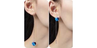 10pairs_Ocean-blue heart-shaped Swarovski crystal earrings_UK Seller_GCJ123