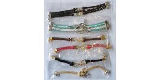 Wholesale Joblot Of 20 Mixed Leather Faux Suede & Rope Bracelets Love, Owls & Anchors
