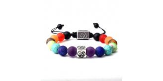 10pc_Unisex seven chakra energy stone bracelet with pull cord adjustable_UK Seller_GCJ212-3