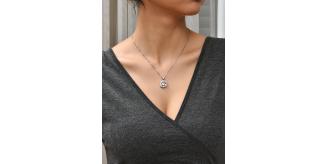 10pc_Stunning Silver Tone Two loves in one Crystal Necklace Pendant_UK Seller_GCJ220