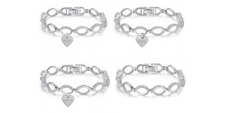 20pc_Silver Multi-linked Infinity Bracelet with Premium Crystal and  Heart Charm_UK Seller_GSVB061
