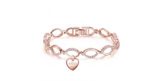10pc_Rose Gold Multi-linked Infinity Bracelet with Premium Crystal and Sister Heart_UK seller_GSVB061-Rose gold Sister