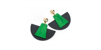 10pairs_Gold Colour Green and Black Marble Effect Drop Earrings_UK Seller_GCJ115