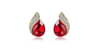 20pairs_Red Crystal Water Drop Clip on Non Pierced Stud Earrings_UK Seller_GCJ132