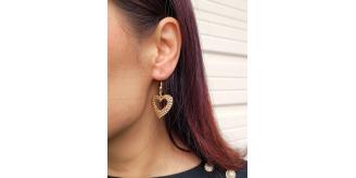 10pairs_Heart Shaped Gold Tone Dangling Drop Earrings_UK Seller_GCJ511