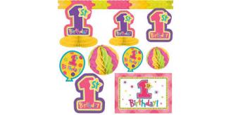12 x Packs of 10pc 1st First Birthday party Decorating Kit Pink New Sealed Retail packed