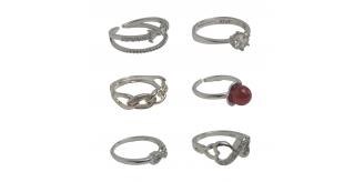 One Off Joblot of 20 Mixed Silver Rhinestone Thin Band Fashion Rings