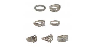 One Off Joblot of 16 Mixed Silver Rhinestone Thick Band Fashion Rings