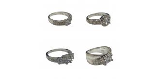 One Off Joblot of 31 Mixed Silver Rhinestone Fashion Rings