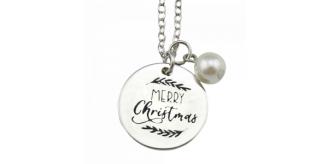 One Off Joblot of 27 Silver Colour Engraved Pendant Necklace - Merry Christmas