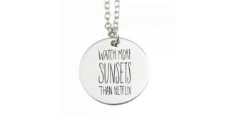 One Off Joblot of 25 Silver Colour Engraved Pendant Necklace - More Sunsets