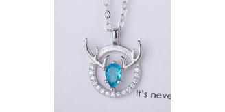 10pcs Silver Tone Blue Crystal Antler Pendant Necklace|GCJ289|UK SELLER