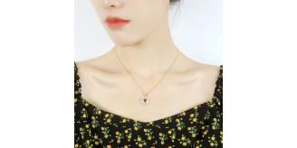 10pcs Gold Tone Red Crystal Love Heart-Shaped Necklace|GCJ293|UK SELLER