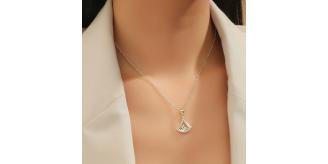 10pcs Double Fan-Shaped Crystal Pendant Necklace|GCJ295|UK SELLER