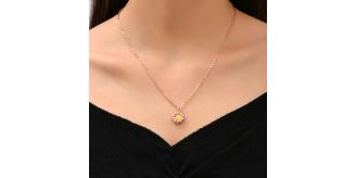 10pcs Rose Gold Tone Pink Daisy Flower Pendant Necklace|GCJ296|UK SELLER