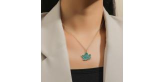 10pcs Blue Maple Leaf Pendant Necklace Gold Tone|GCJ297|UK SELLER