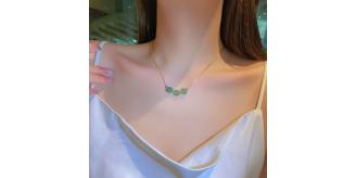 10pcs Gold Tone Three Jade Beads Pendant Necklace|GCJ298|UK SELLER