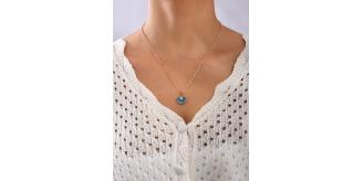 10pcs Rose Gold Tone Blue Shell with Pearl Pendant Necklace|GCJ300|UK SELLER