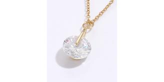 10pcs Gold Tone Solitaire Round Clear Crystal Pendant Necklace|GCJ303|UK SELLER
